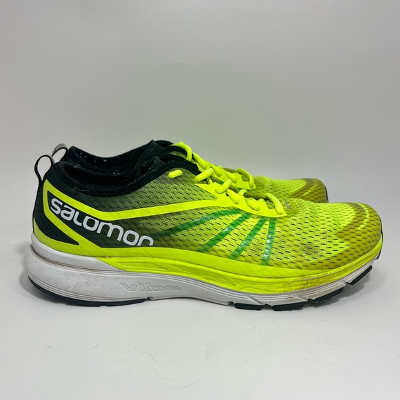 SALOMON SONIC RA PRO Men Running Shoes 10 Yellow Green Neon - Picture 2 of 11